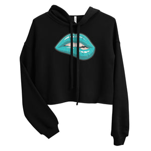 Crop Hoodie Winter Blue Lips