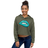 Crop Hoodie Winter Blue Lips