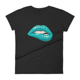 Women's Fashion Fit short sleeve t-shirt Fifth Avenue Lips Turquoise