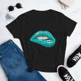 Women's Fashion Fit short sleeve t-shirt Fifth Avenue Lips Turquoise