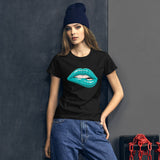 Women's Fashion Fit short sleeve t-shirt Fifth Avenue Lips Turquoise