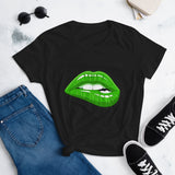 Women's Fashion Fit short sleeve t-shirt Skyway Green Lips