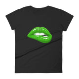 Women's Fashion Fit short sleeve t-shirt Skyway Green Lips