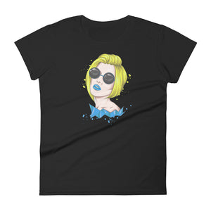 Women's short sleeve t-shirt Blond and Blue