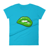 Women's Fashion Fit short sleeve t-shirt Skyway Green Lips