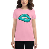 Women's Fashion Fit short sleeve t-shirt Fifth Avenue Lips Turquoise