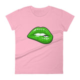 Women's Fashion Fit short sleeve t-shirt Skyway Green Lips