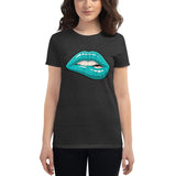 Women's Fashion Fit short sleeve t-shirt Fifth Avenue Lips Turquoise