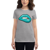 Women's Fashion Fit short sleeve t-shirt Fifth Avenue Lips Turquoise