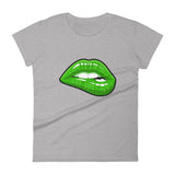 Women's Fashion Fit short sleeve t-shirt Skyway Green Lips