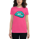 Women's Fashion Fit short sleeve t-shirt Fifth Avenue Lips Turquoise