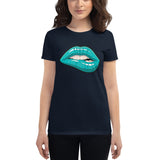 Women's Fashion Fit short sleeve t-shirt Fifth Avenue Lips Turquoise