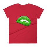 Women's Fashion Fit short sleeve t-shirt Skyway Green Lips