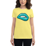 Women's Fashion Fit short sleeve t-shirt Fifth Avenue Lips Turquoise