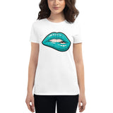 Women's Fashion Fit short sleeve t-shirt Fifth Avenue Lips Turquoise