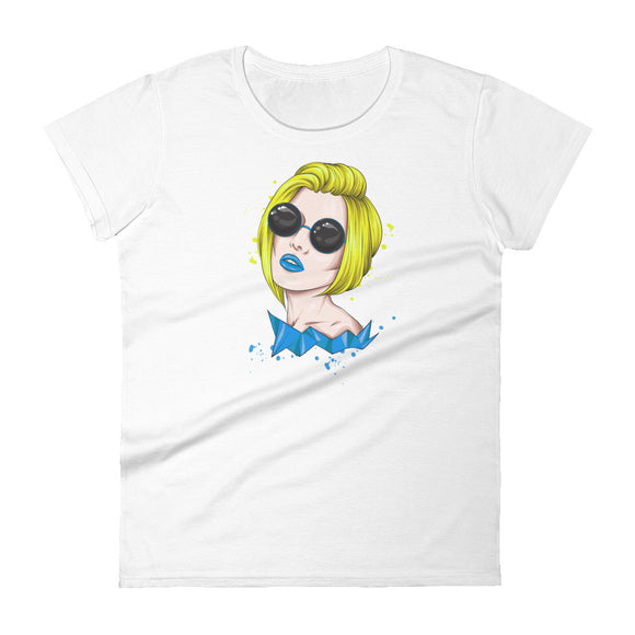 Women's short sleeve t-shirt Blond and Blue