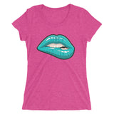 Ladies' short sleeve Turquoise Blue Lips t-shirt