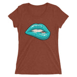 Ladies' short sleeve Turquoise Blue Lips t-shirt