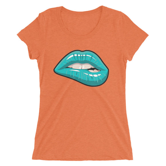 Ladies' short sleeve Turquoise Blue Lips t-shirt