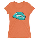 Ladies' short sleeve Turquoise Blue Lips t-shirt