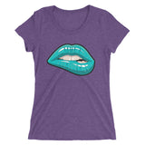 Ladies' short sleeve Turquoise Blue Lips t-shirt