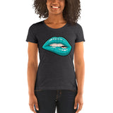 Ladies' short sleeve Turquoise Blue Lips t-shirt