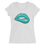 Ladies' short sleeve Turquoise Blue Lips t-shirt